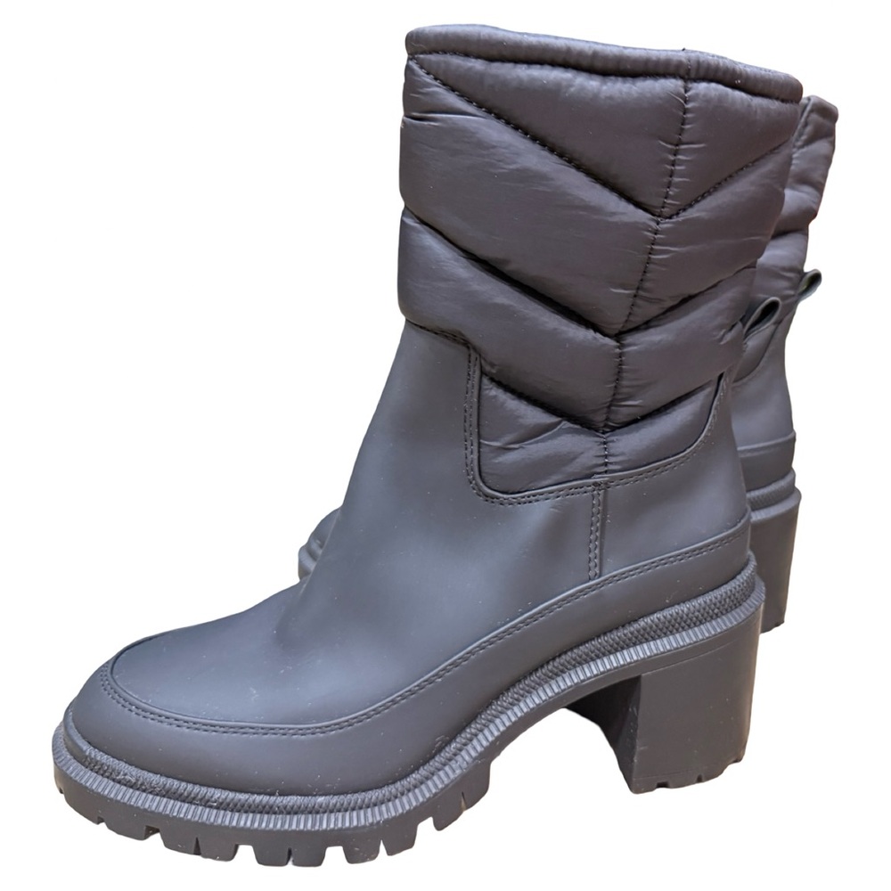 INC Black Puffer Ankle Boots Lug Sole 2.5in Block Heel Sz 8 Sulu01 - Picture 7 of 13